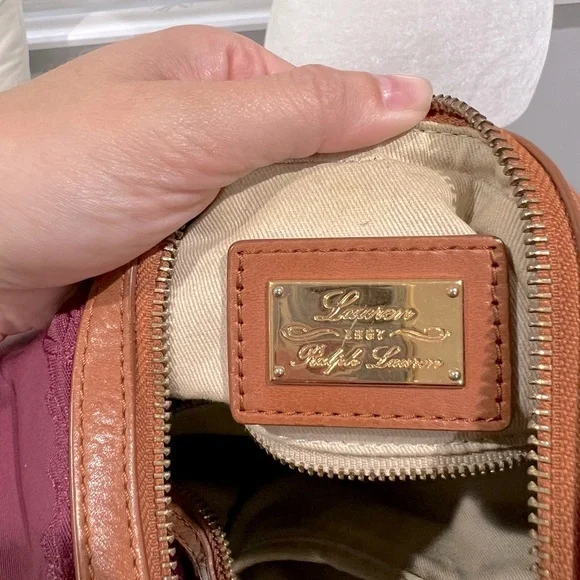 Vintage Ralph Lauren Burgundy Wine and Brown Leather Trim Shoulder bag - Picture 8 of 8